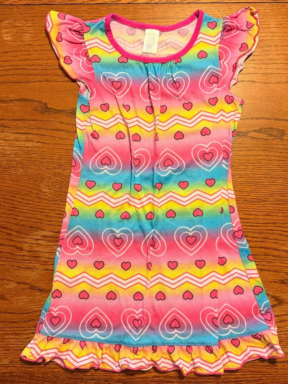 Girls Sleepwear Gown Size S 6 6X Hearts